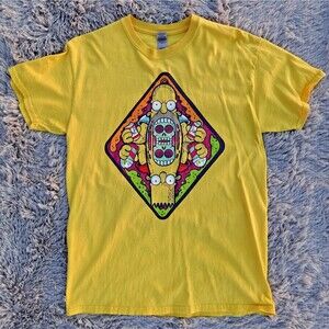 The Simpsons Shirt Men M Yellow Homer Bart Psychedelic Graphic Tee Custom Print